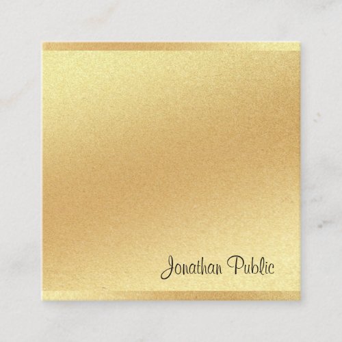 Modern Faux Gold Hand Script Elegant Professional Square Business Card