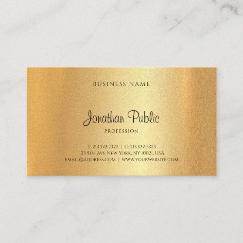 Modern Faux Gold Hand Script Elegant Template Business Card