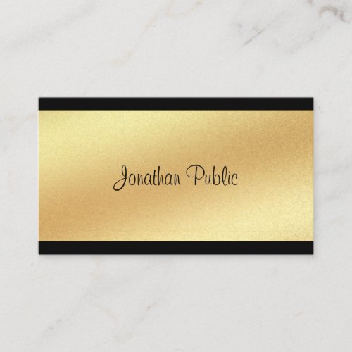 Modern Faux Gold Hand Script Text Cool Calligraphy Business Card
