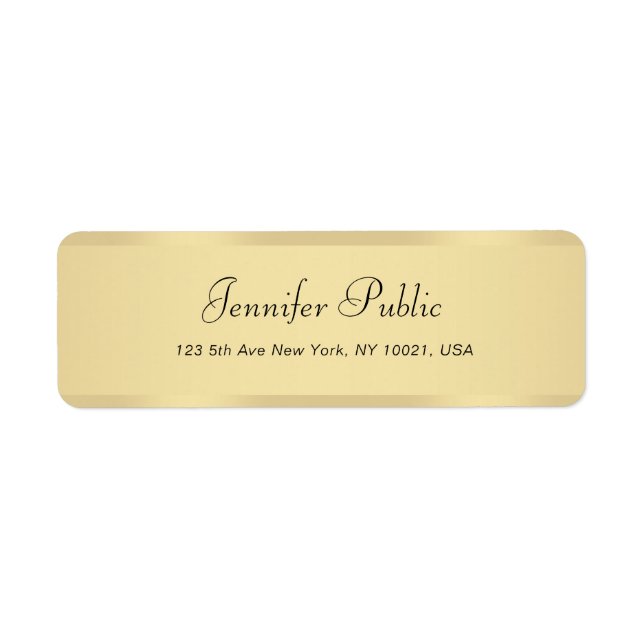 Modern Faux Gold Handwritten Script Template Chic Label (Front)
