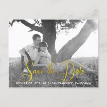 Modern Faux Gold Leaf Save The Date Announcement Postcard by One_Fine_Day at Zazzle