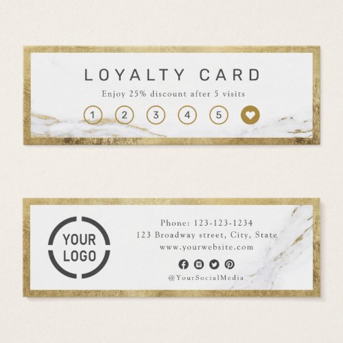 Modern faux gold marble luxe business loyalty card