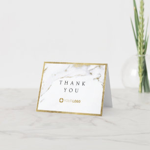 Modern faux gold marble luxe business thank you card