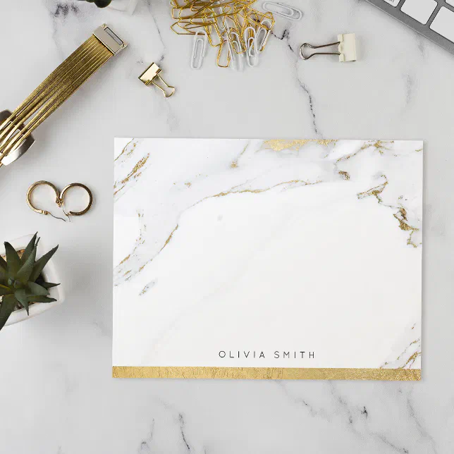 Modern faux gold marble personalized Stationery Thank You Card | Zazzle