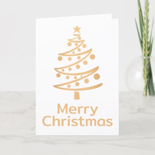 Modern Faux Gold Merry Christmas Tree Holiday Card