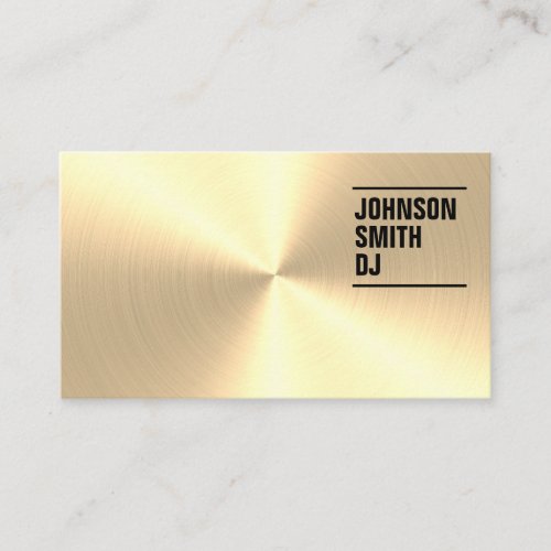 Modern Faux Gold Metallic DJ Business Card