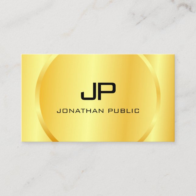 Modern Faux Gold Monogram Elegant Personalized Business Card (Front)