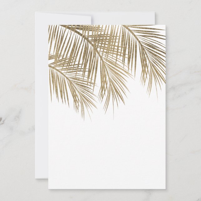 Modern faux gold palm tree elegant wedding invitation (Front)