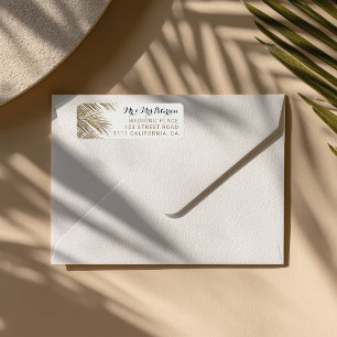 Modern faux gold palm tree elegant wedding label