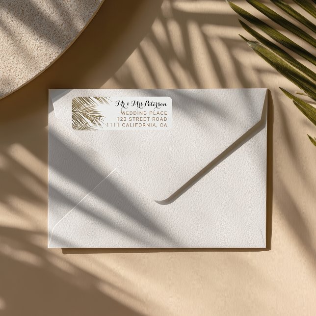 Modern faux gold palm tree elegant wedding label (Modern faux gold palm tree elegant wedding label)