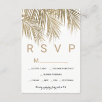 Modern faux gold palm tree RSVP wedding