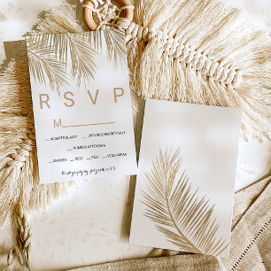 Modern faux gold palm tree RSVP wedding Card