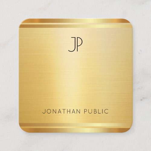 Modern Faux Gold Premium Silk Finish Elegant Luxe Square Business Card