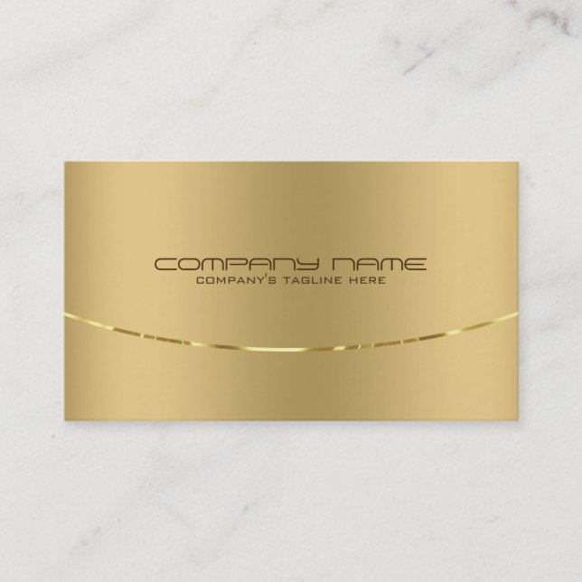Modern Faux Gold Print Stainless Steel Look Business Card (Front)