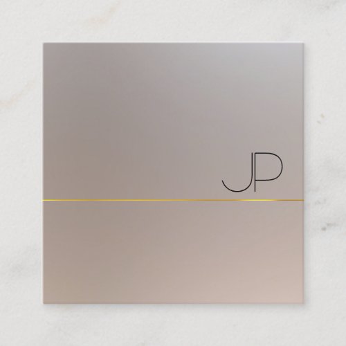 Modern Faux Gold Silver Monogram Elegant Square Business Card