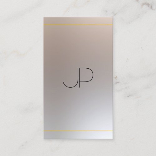 Modern Faux Gold Silver Monogram Professional Business Card