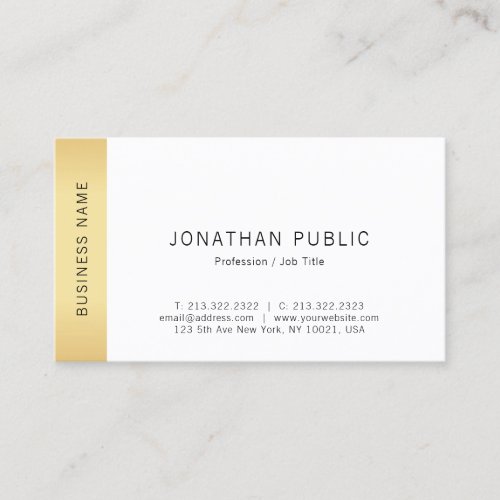 Modern Faux Gold Simple Template Professional Business Card