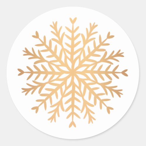 Modern Faux Gold Snowflake Christmas  Classic Round Sticker