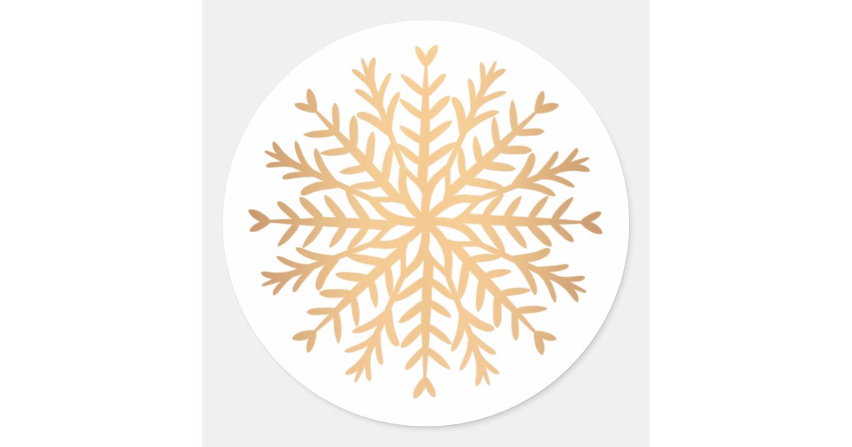 Modern Faux Gold Snowflake Christmas Classic Round Sticker | Zazzle