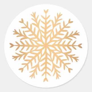 Modern Faux Gold Snowflake Christmas Classic Round Sticker