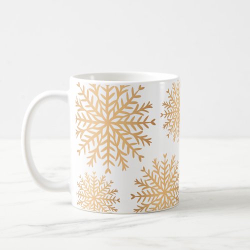 Modern Faux Gold Snowflake Pattern Coffee Mug