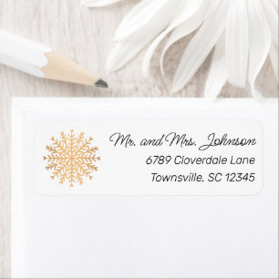 Modern Faux Gold Snowflake Return Address Label