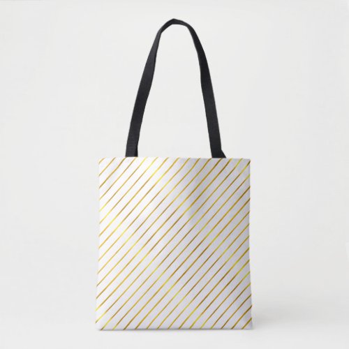 Modern Faux Gold Striped Elegant Glamour Golden Tote Bag