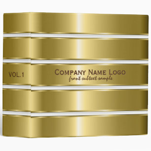 Modern Faux Gold Stripes Custom White Background Binder