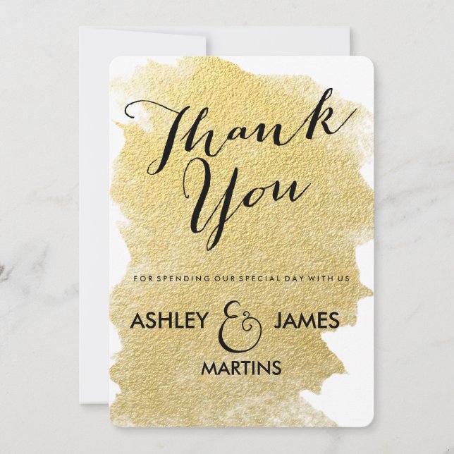 MODERN FAUX GOLD THANK YOU CARD (Front)