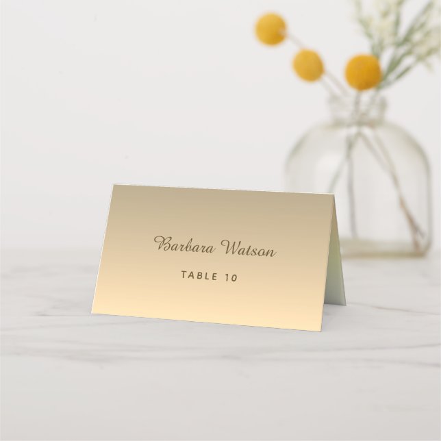 Modern Faux Gold Wedding Place Card (Front)