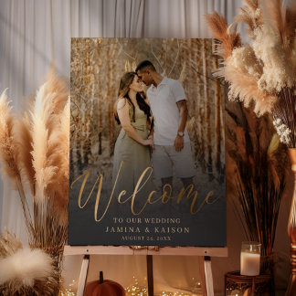 Modern Faux Gold Wedding Welcome Foam Board