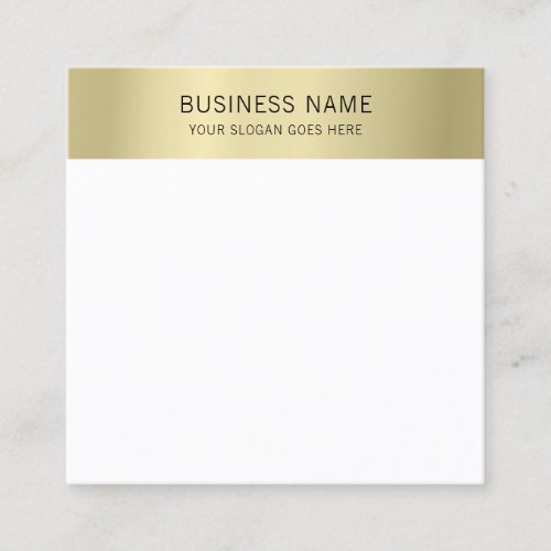 Modern Faux Gold White Elegant Simple Template Square Business Card