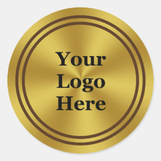 Modern Faux Gold Your Logo Here Template Classic Round Sticker