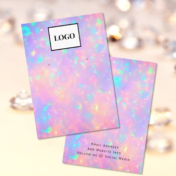 Modern Faux Holographic Add Logo Earring Card by IridescentFlower at Zazzle