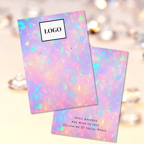 Modern Faux Holographic Add Logo Earring Card