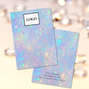 Modern Faux Holographic Opal Add Logo Earring Card