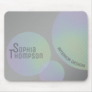 Modern Faux Holographic Rainbow Circles Mouse Pad