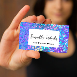 Modern Faux Iridescent Holographic Glam Glitter Bu Business Card