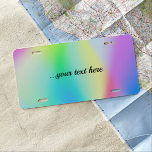  Modern faux iridescent pastel rainbow colored License Plate