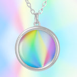 Modern faux iridescent pastel rainbow coloreds silver plated necklace<br><div class="desc">This pretty necklace features an iridescent,  modern design in pastel rainbow colors. Looks like the northern lights. Colorful and magical. Perfect for her,  teeny,  girl and a beautiful gift! Designed by Marions Artwork.</div>
