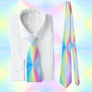 Modern faux iridescent pastel rainbow colors neck tie