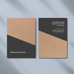 Modern Faux Kraft Consultant Black Geometric Business Card