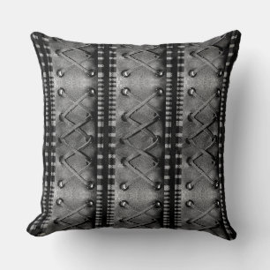 Modern Faux Laced Leather Texture Throw Pillow