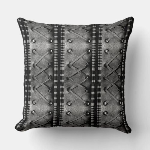 Modern Faux Laced Leather Texture Throw Pillow
