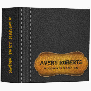 Modern Faux Leather design Black and yellow 3 Ring Binder