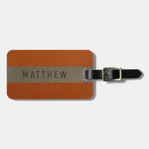 Modern Faux Leather Orange Personalized Luggage Tag