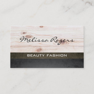 Modern Faux Leather Wood Panels Business Card