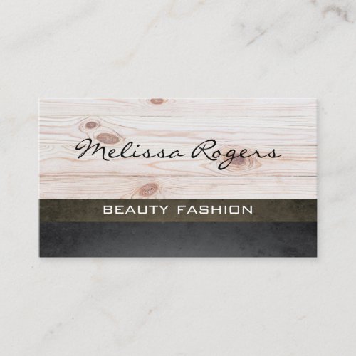 Modern Faux Leather  Wood Panels Business Card