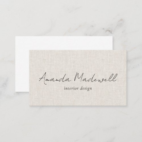 Modern Faux Linen Signature Script Name Business C Business Card