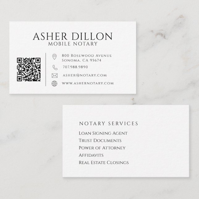 Modern Faux Linen Wedding Photographer QR Code Business Card (Front/Back)